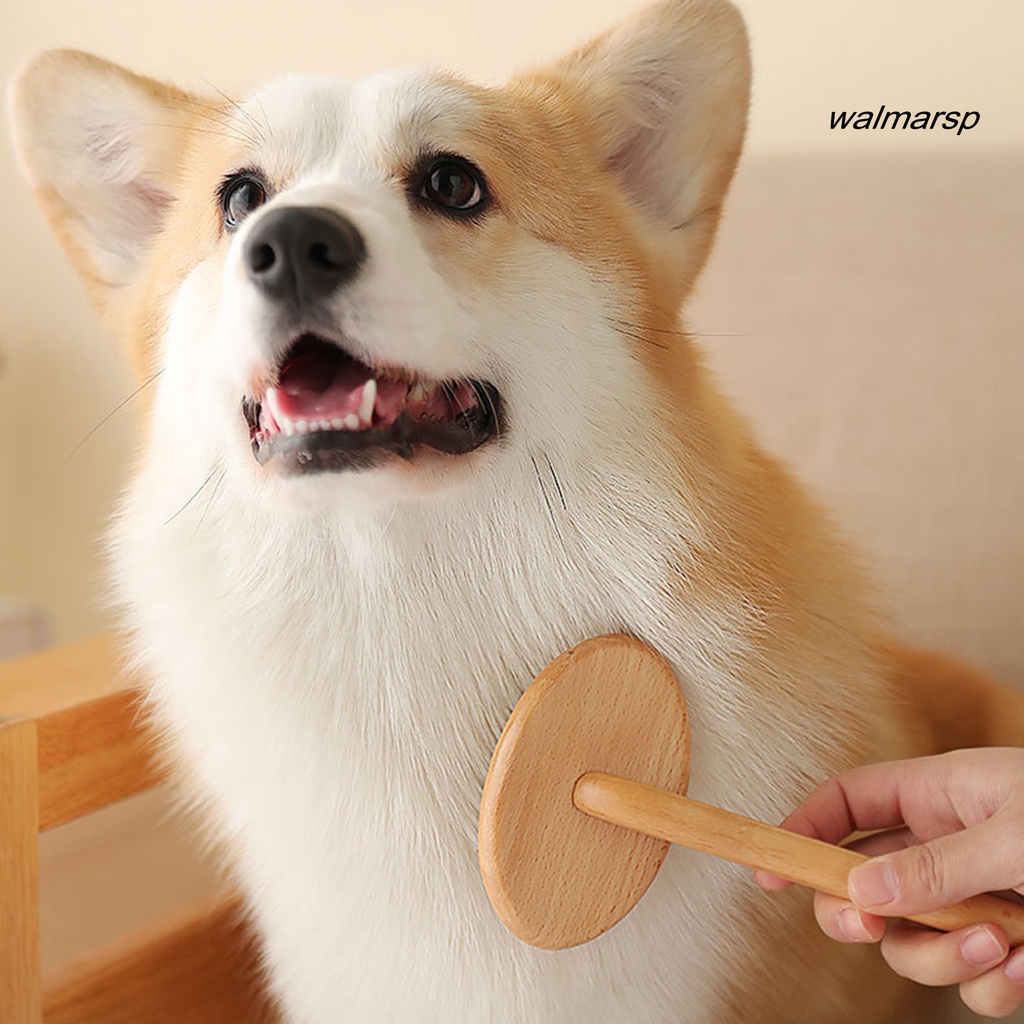 Walmarsp Sisir Sikat Grooming Gagang Panjang Bahan Kayu Beech Untuk Anjing Kucing Peliharaan