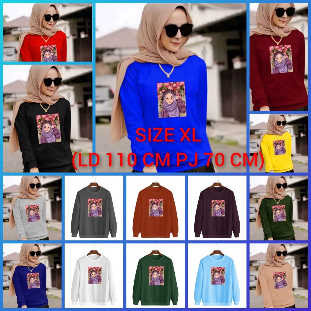 JOSJOLI_STORE/Baju Sweater Hijab 3/Atasan Wanita Dewasa Lengan Panjang/M L XL XXL