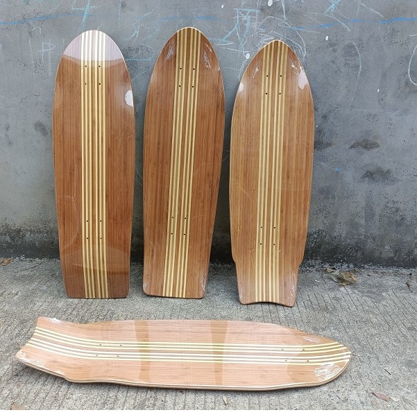 Skateboard Bambu deck Surfing 32inch 33inch Halus 77bentuk Kirim free griptape Warna Bening