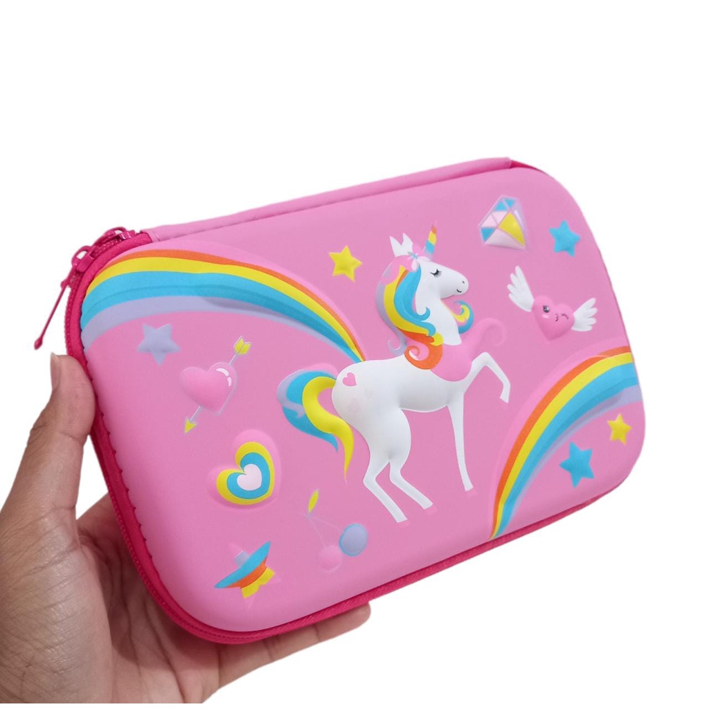 Tempat Pensil 3D Timbul Motif Unicorn Diamond Kotak Pensil Anak Perempuan Paud Tk Sd Import Berkualitas Kado Anak Keren