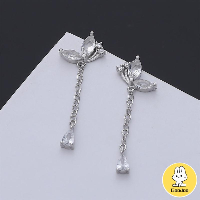 Anting Kupu-kupu Rumbai Drop Earrings Retro French Temperamen Indah Flash Diamond Earrings -Doo