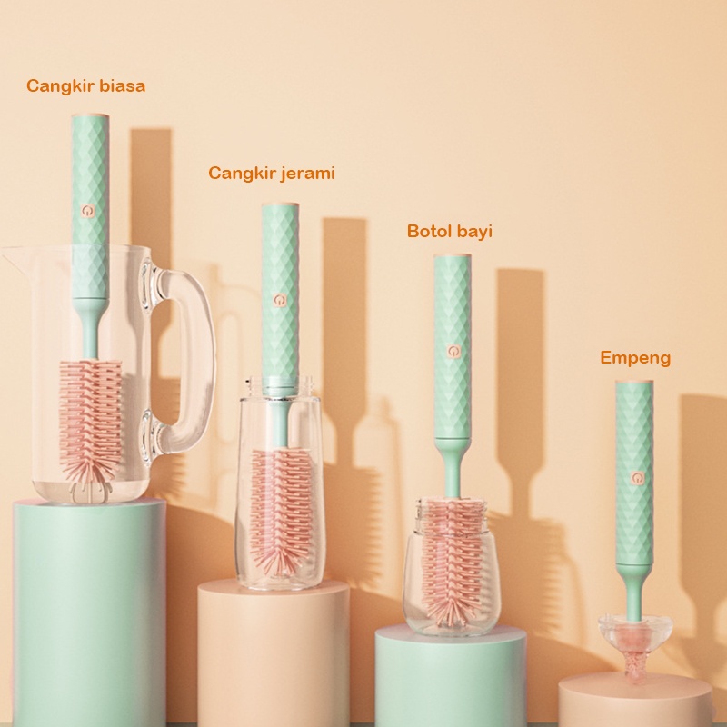 DADAWARD Sikat Botol Elektrik /Sikat Botol Silikon Set/ 3 in 1 Pencuci Botol Bayi/ Dot Bayi Sikat Cuci Botol Silikon Set