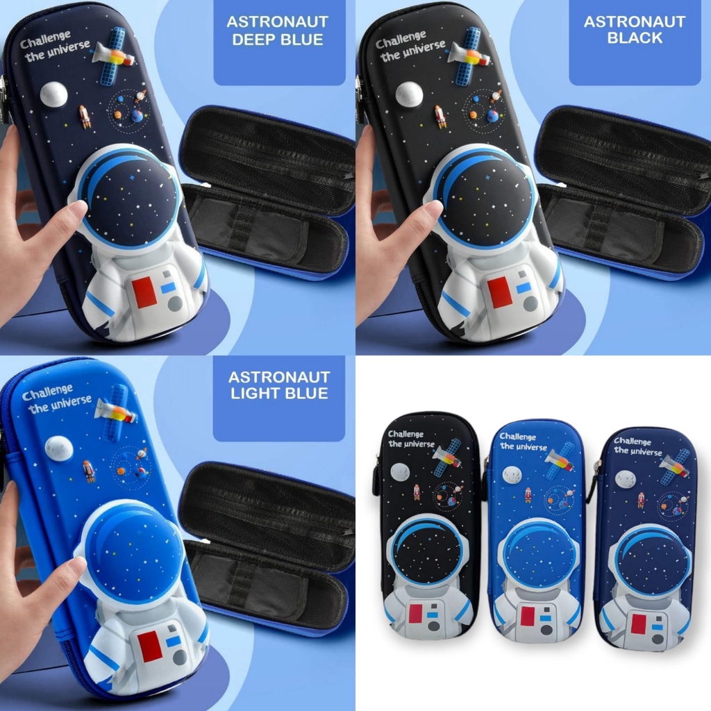 

Pensil Case Motif Astronot 3D Timbul Bahan EVA Kotak pensil Untuk anak laki laki Ori Premium