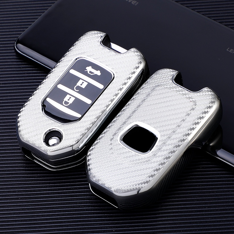 Case Pelindung Kunci Mobil Bahan TPU Carbon Fiber Untuk Honda Accord CR-V CRV Odyssey Civic FIT Pilot CRIDER