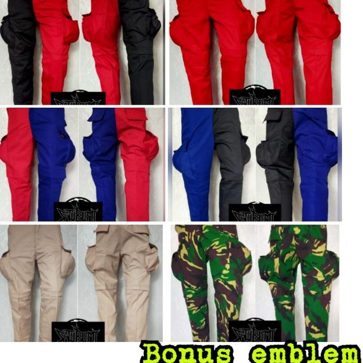 [KODE PRODUK AHQ7579] Celana alpin panjang merah-hitam | celana punk belang | Celana cargo kempol ge