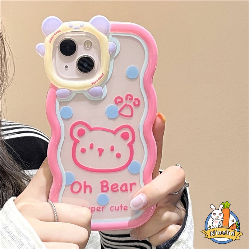 Soft Case Pelindung Bumper Shockproof Motif Kartun Beruang Untuk iPhone 14 13 12 11 Pro Max X Xr Xs Max 7 8 6 6s Plus SE