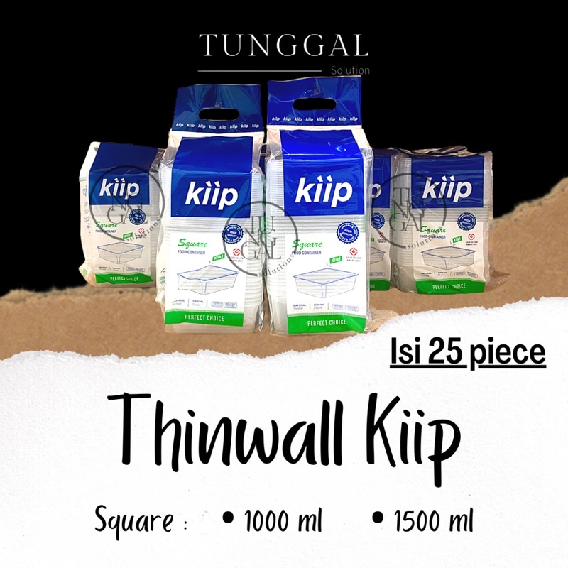 Thinwall Kiip - Square 1000 ml, 1500 ml. Kotak makanan bening; kotak bening; kotak transparan; bungk