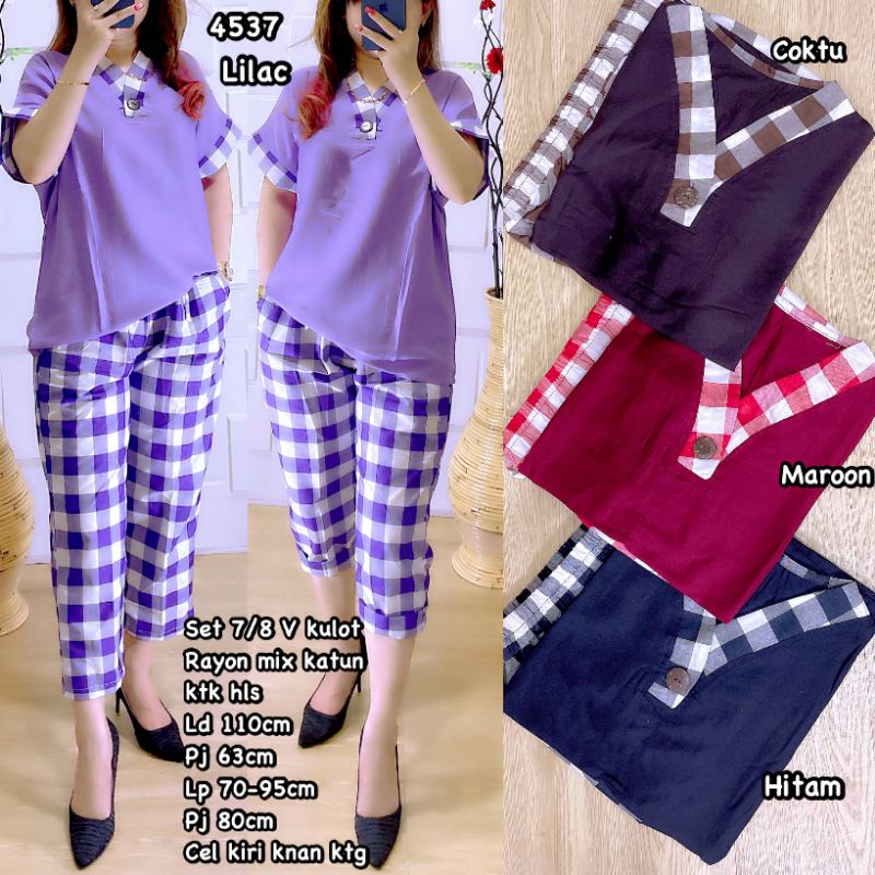 4537 Setelan 7p8 V Rayon mix Katun
