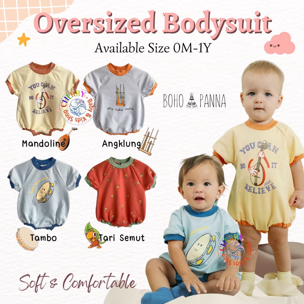 BOHOPANNA Oversized Bodysuit 0-1Y Romper Nusantara Anak CBKS