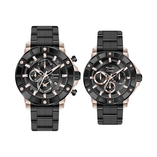 Jam Tangan Couple Alexandre Christie AC 6609 BBRBA Couple Black Dial