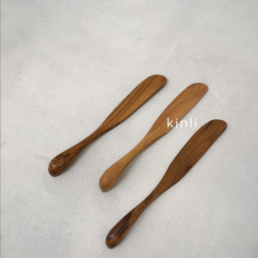 teakwood wooden butter knife for jam pisau kayu selai roti kayu jati