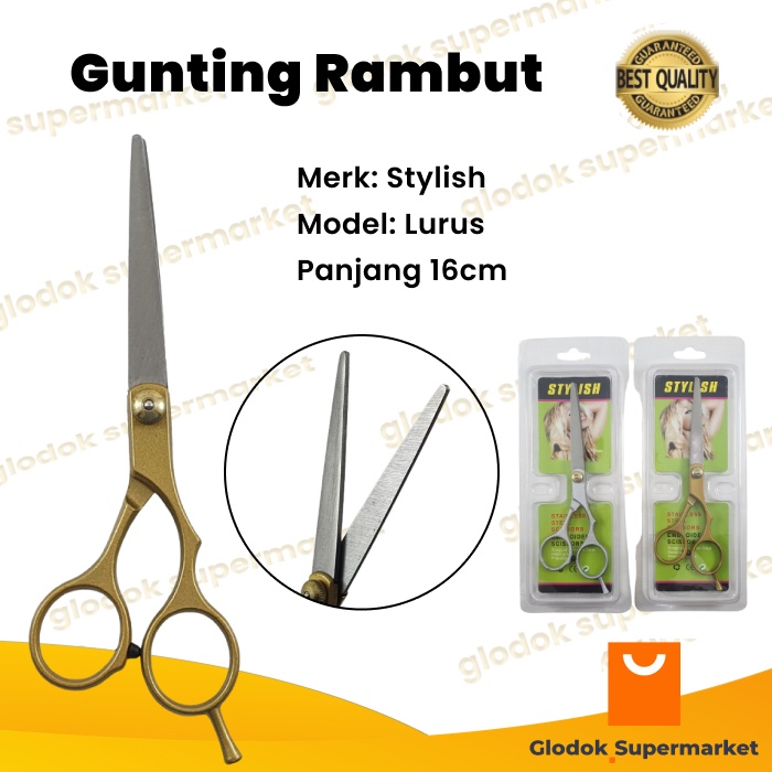 Gunting Rambut Lurus Besi Stylish Grooming Stainless Steel Flat