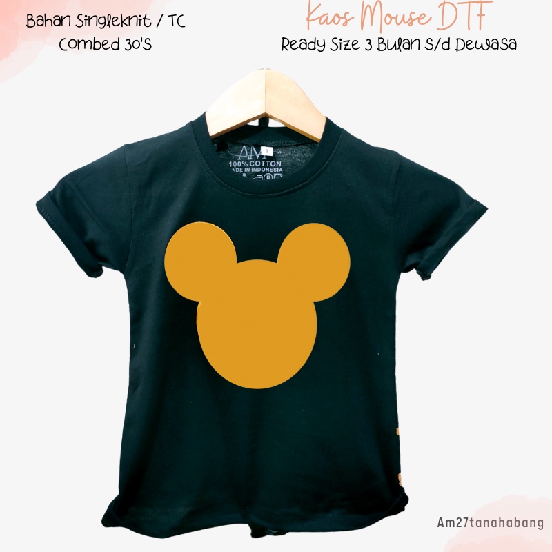 BAJU KAOS ANAK CEWEK COWOK 3-12 Tahun - Remaja - Dewasa MOUSE-DTF