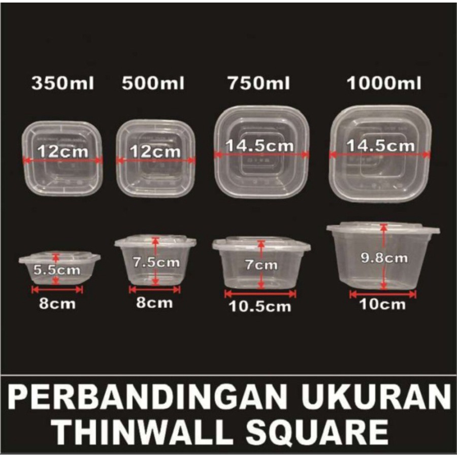 Thinwall 250ml Rectangle Persegi Food Container Tempat Makan Kotak