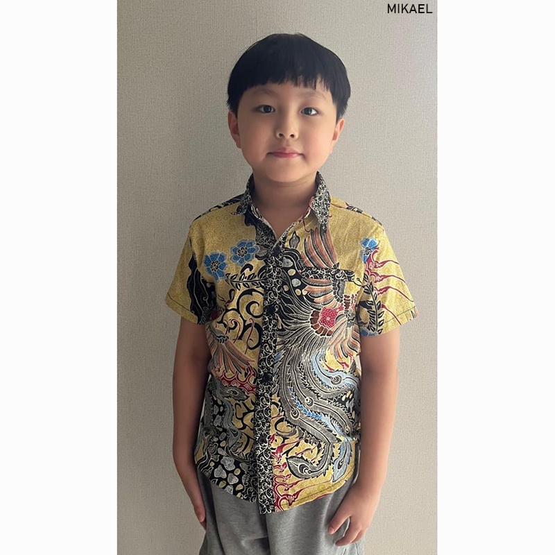 Evercloth Ryn / MIKAEL Kids Dress Batik Anak  Kemeja Ana Baju Batik Anak Couple Seragam Family