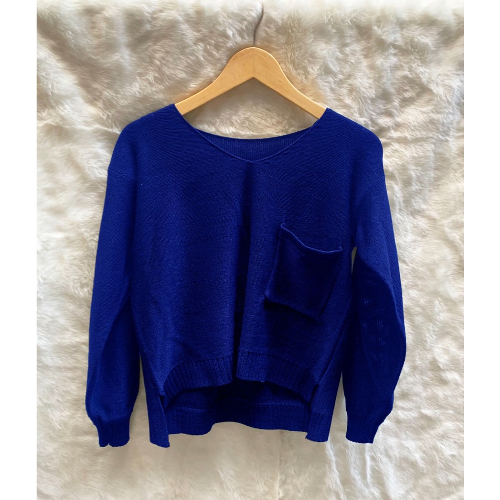 KAREEN POCKET 7GET Atasan rajut_BLOUSE SAKU _korea style _Sweater Crop