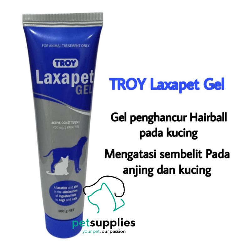 Gel Anti Hairball Pelancar Pup Anjing Kucing Troy Laxapet Penghancur Hairball dan Mengatasi Sembelit Anjing Kucing