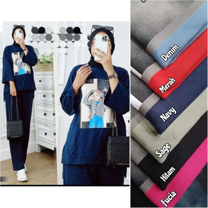 setelan kaos combad vogue dan hijab