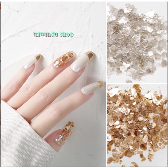 Nail foil korean BROKEN glass gold silver hiasan nailart japan nails foil transfer foil glass kutek gel gold