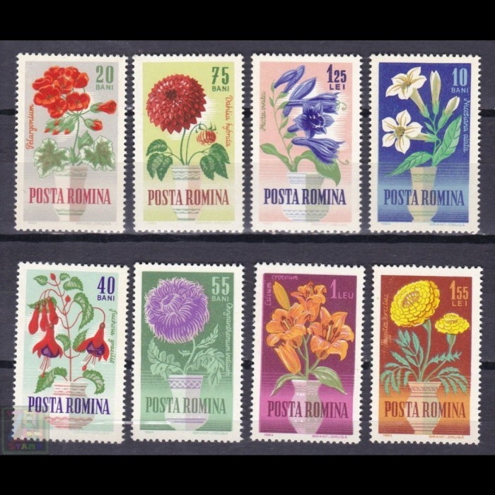 

0371 Perangko Rumania 1964 Flowers 8v Mnh