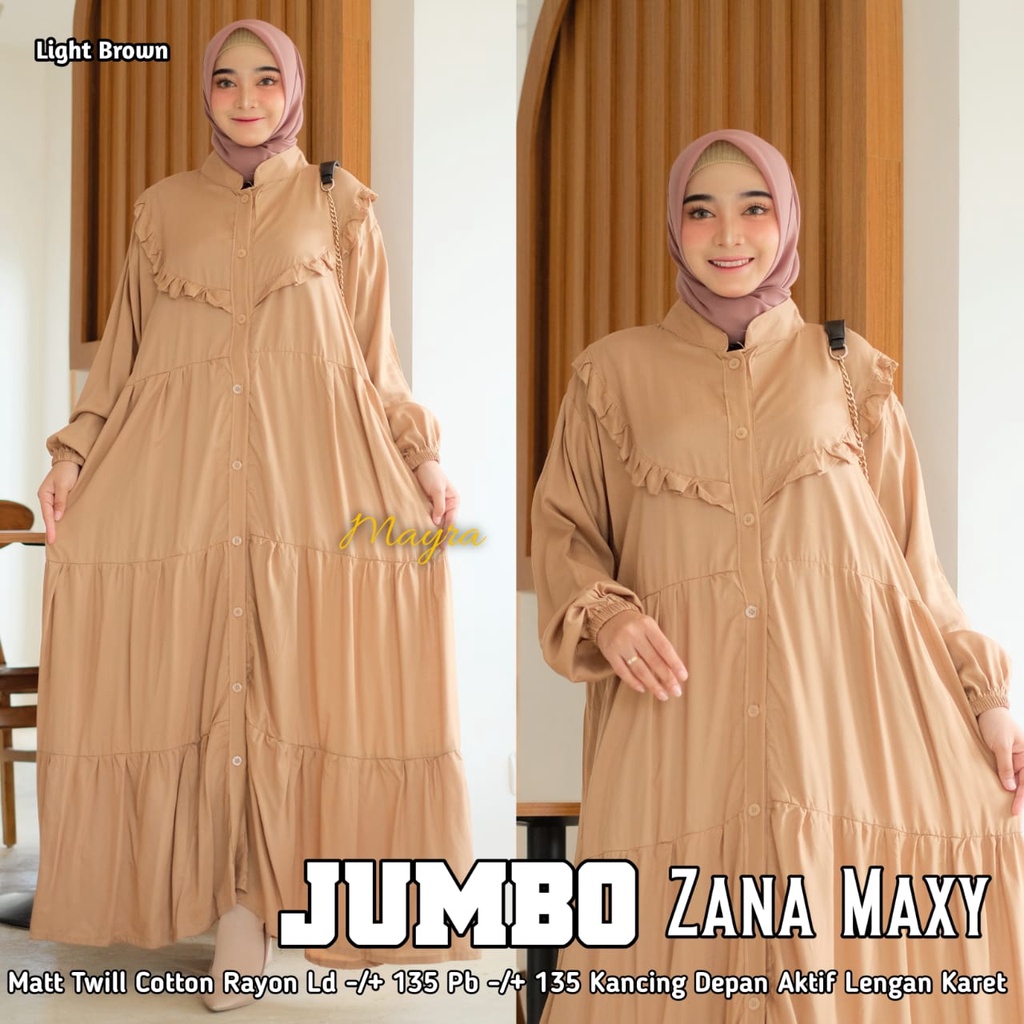 [Bayar Di tempat]. haniya 2 DRESS XXXL JUMBO / BAHAN RAYON TWILL / GAMIS SYARI LD 130-ZANA LIGHT BROWN