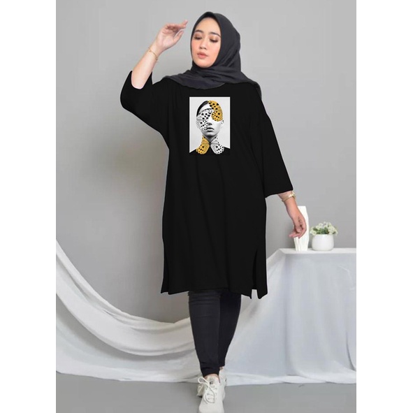 TUNIK BASIC OVERSIZE MUKA KUPU MIDI DRESS