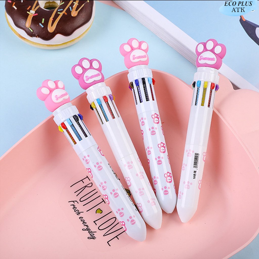 10Colorful in 1 Pen Character Pulpen Berkepala Karakter Unicorn Catpaw Falmingo Stationery Perlengkapan Sekolah