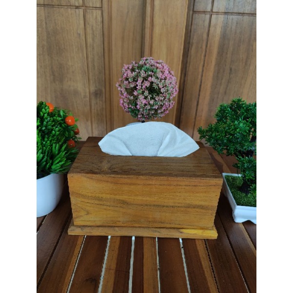 PROMO TEMPAT/WADAH/KOTAK TISSU MINIMALIS UKURAN BESAR DARI KAYU JATI JAWA ASLI