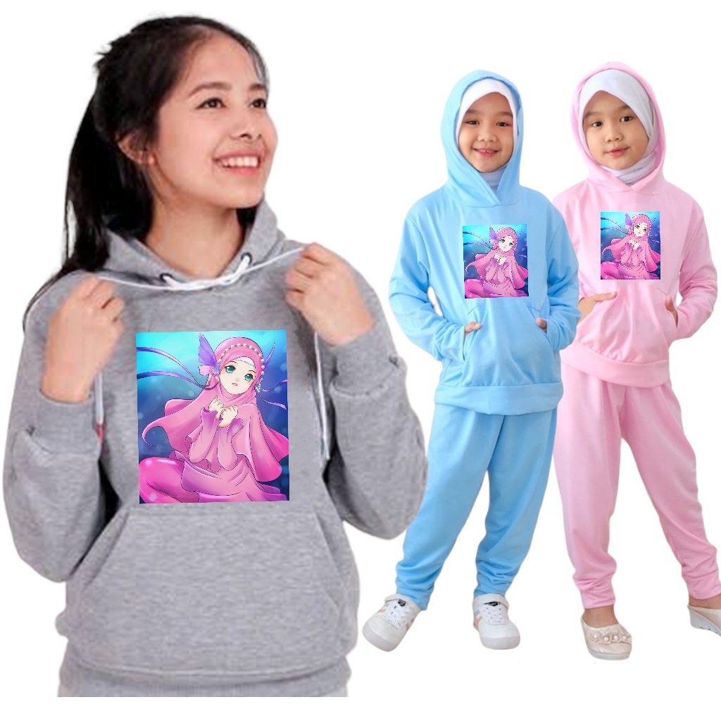 YVF - SWEATAER HOODIE SETELAN ANAK MOTIF HIJAB 05