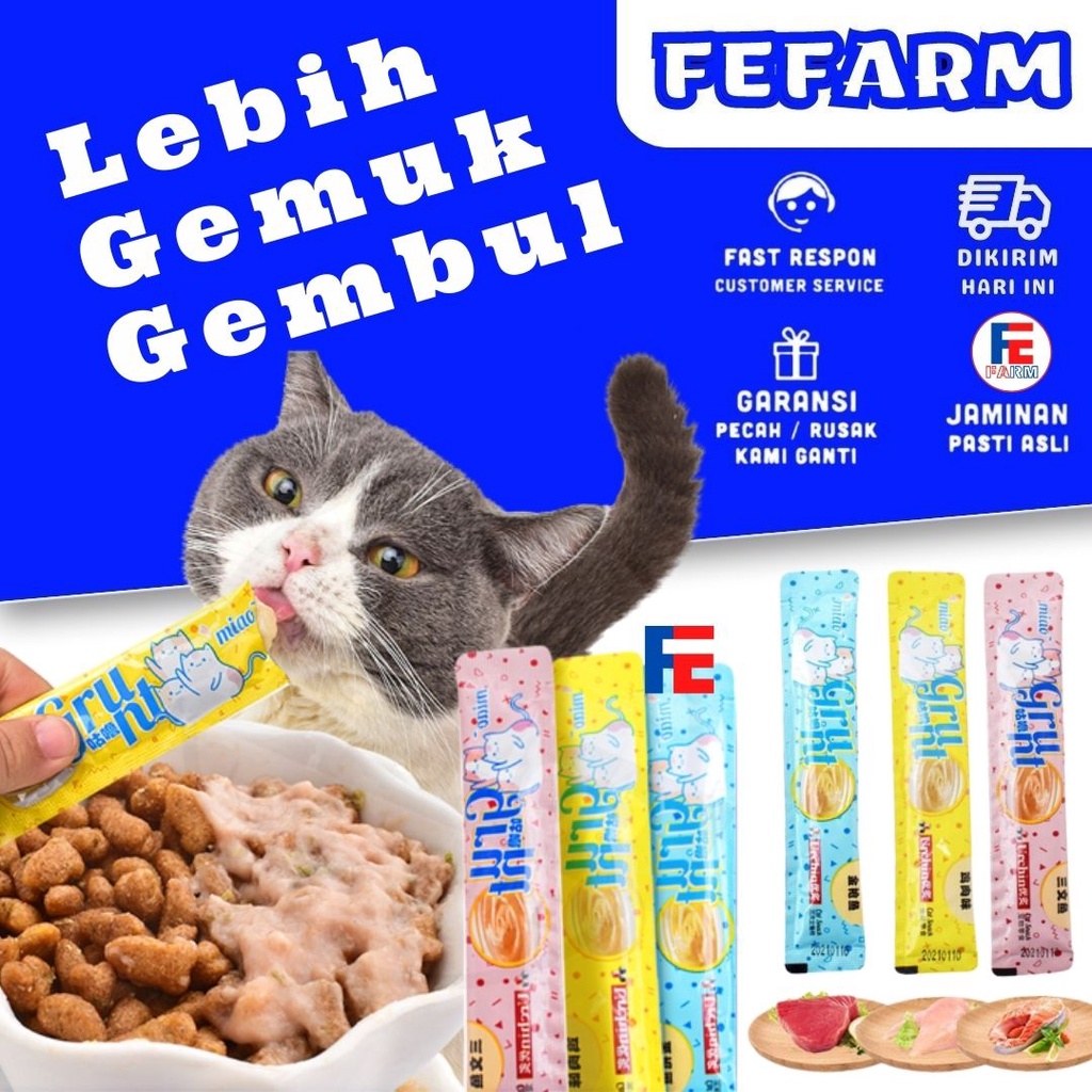 Cemilan Kucing Food Cat Grunt Makanan Penggemuk Kucing 15gr FEFARM