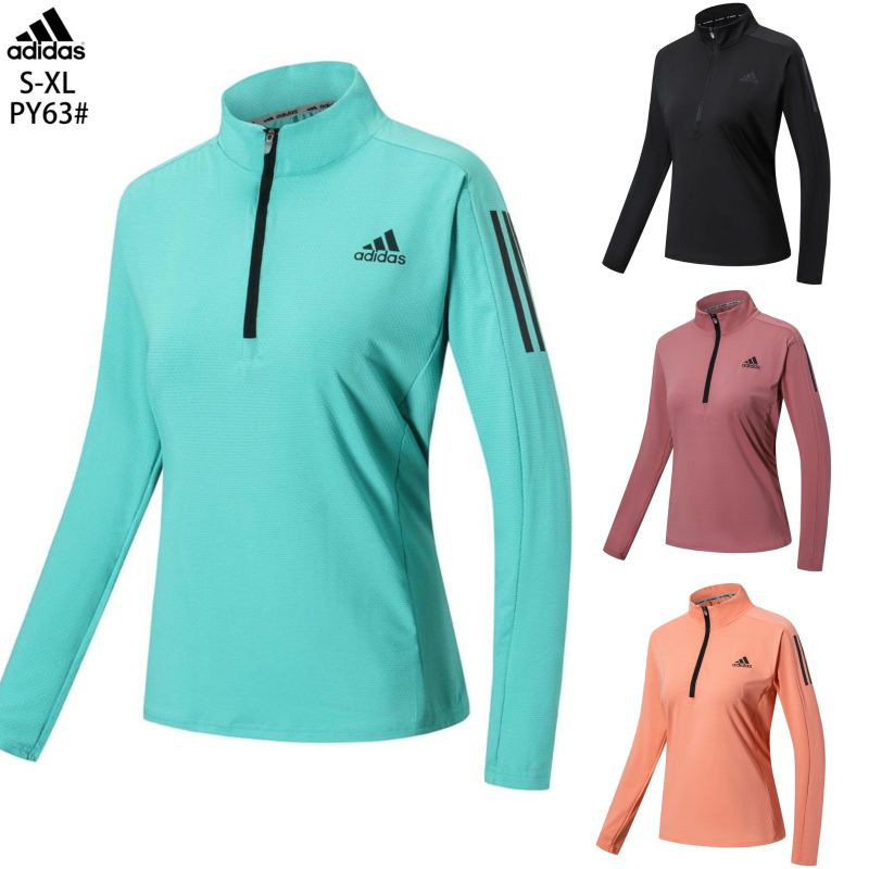 KAOS ADIDAS ZIPPER WANITA LENGAN PANJANG TRAINING RUN GYM IMPORT