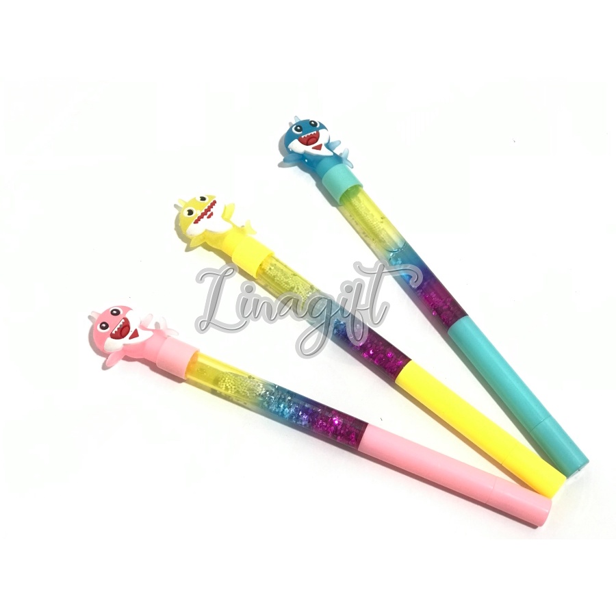 ( Ecer 1 Pc ) PEN GEL GLITTER AIR - PENA KARAKTER ANAK / PULPEN WAND SOUVENIR GLITER - UNICORN FLAMINGO TAYO LOL SQUIN SEQUIN