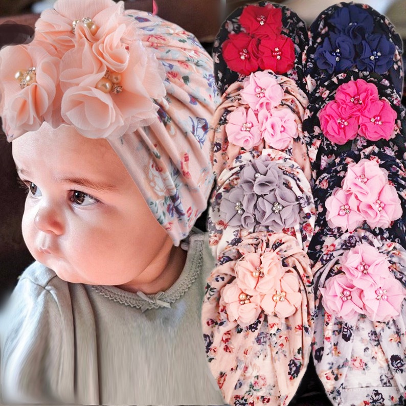 1234OS - Turban Sorban Bayi Motif Bunga / Ciput Baby NewBorn / Topi Anak Perempuan / Turban Sorban Kelinci / Turban Sorban Anak.