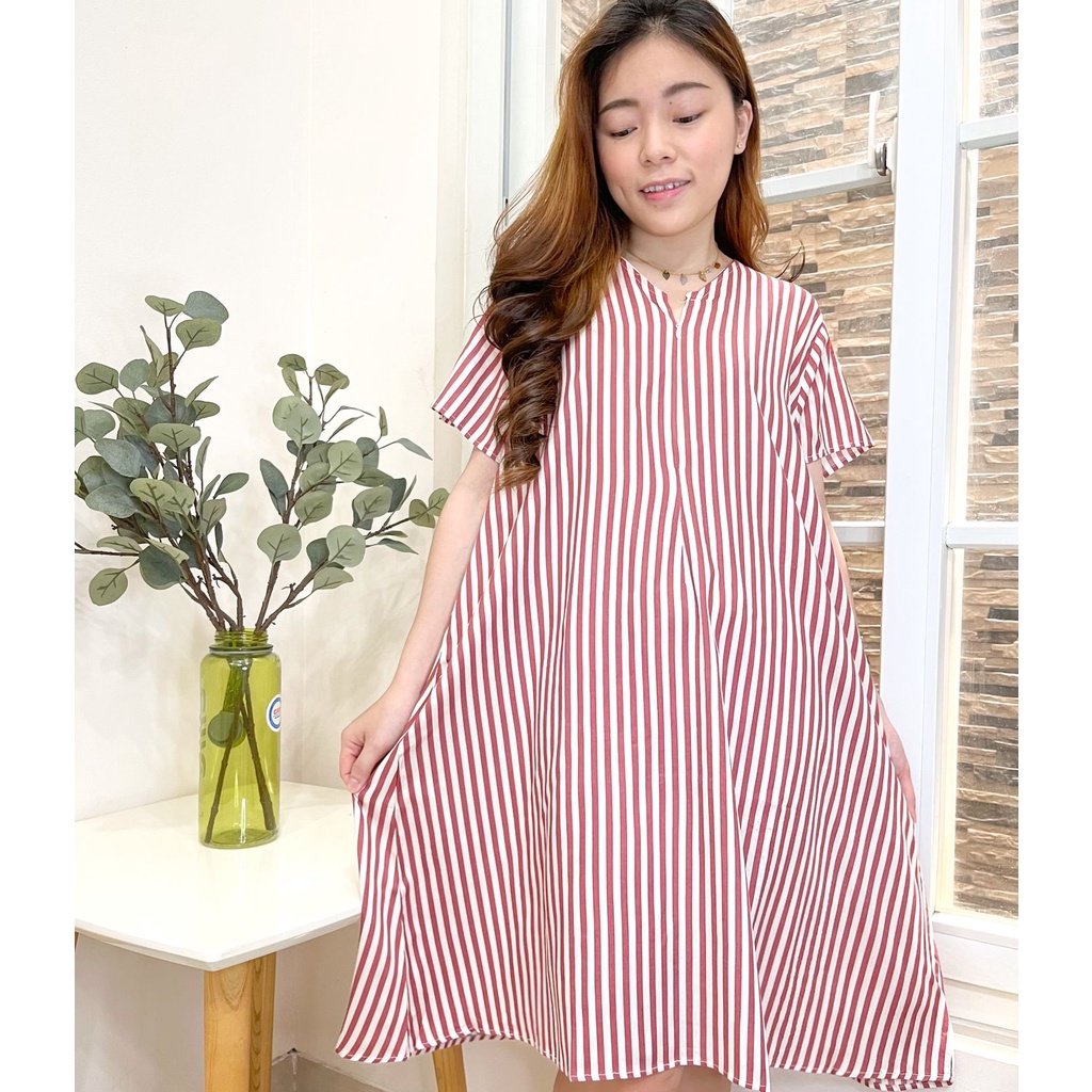 (COD) DASTER BUSUI KEKINIAN RAYON Wanita Premium / Baju Tidur Wanita Motif Strip