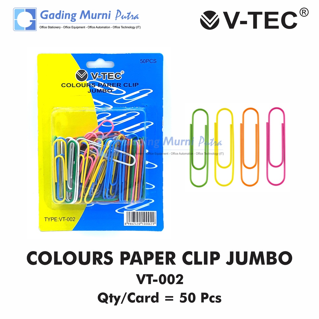 

Paper Clip / Klip Penjepit Kertas V-TEC VINYL BESAR / JUMBO VT-002