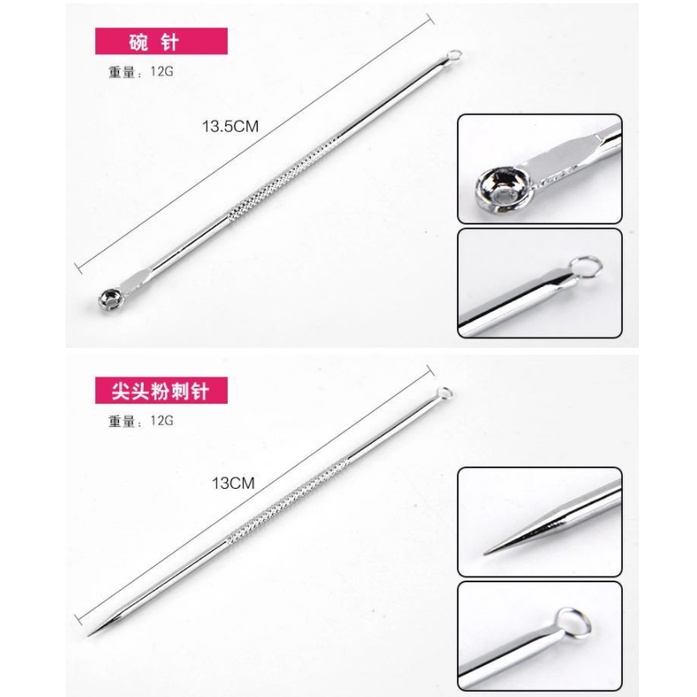 【Pengiriman Cepat】7Pcs Set Alat Pencabut Pembersih Jerawat / Komedo Stainless Steel Pinset