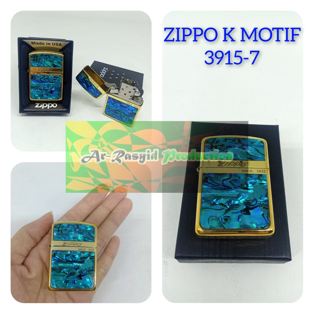 Korek Api Roda Minyak Zippo Gold Shell Motif Zippo 1932 3915-7