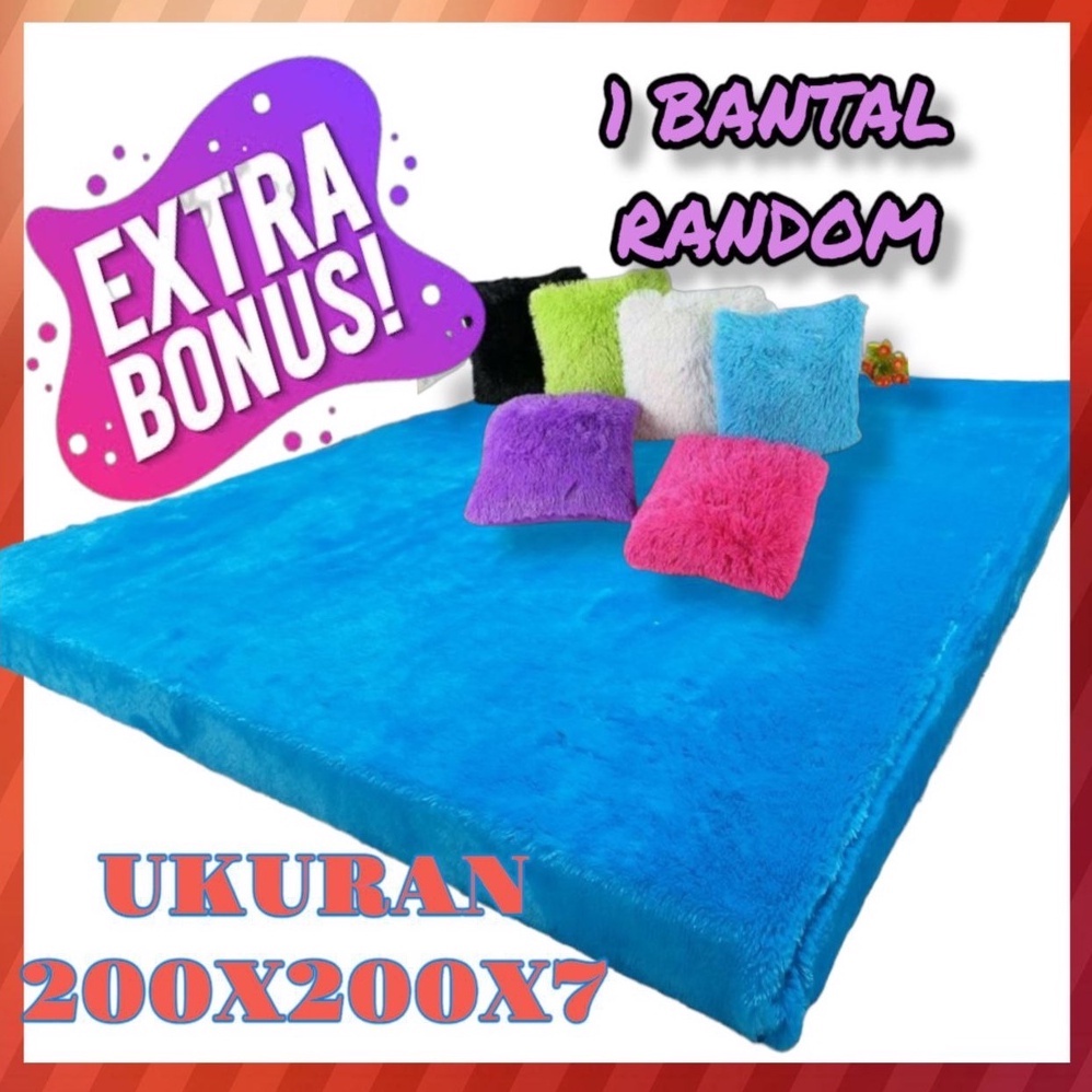 SURPET BULU JUMBO 200X200 FREE BANTAL TEBAL 7CM KASUR BULU TEBAL JUMBO BUSA ROYAL FOAM KARPET BULU A