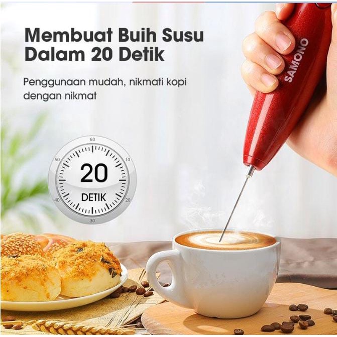 Samono Pengocok Susu Mini Portable Mixer Milk Frother Hand Blender Tangan Pembuih Kopi Susu Pengaduk Telur Cream