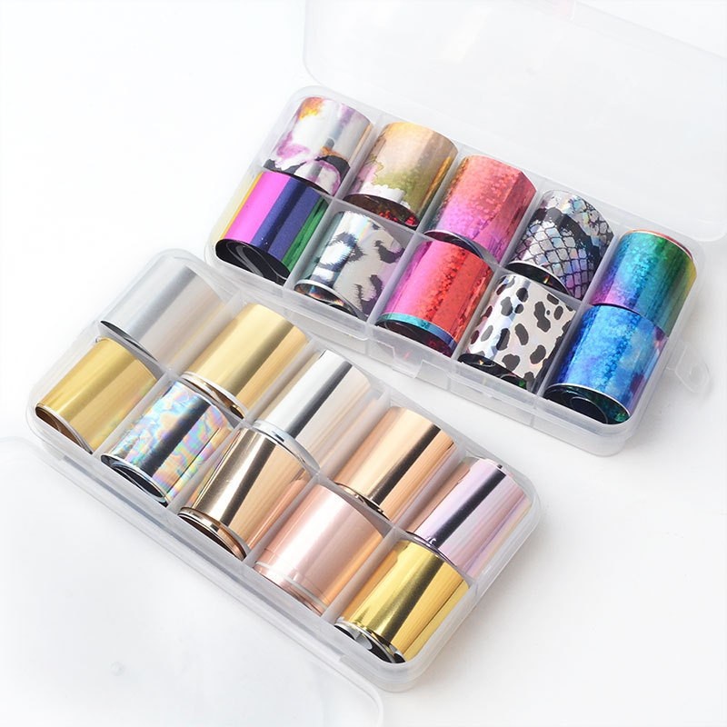 Stiker Nail Arts 10 Rolls Transfer Foil  / Foil Sticker untuk Nail Art/stiker nail art/aksesoris nail art