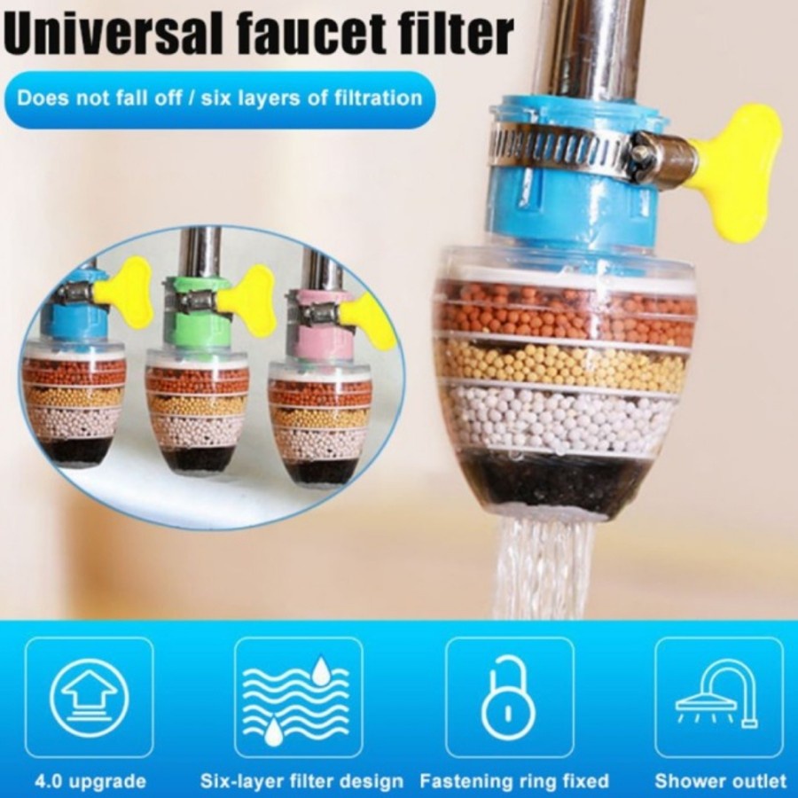 Magic Water Filter Saringan Air Kotor Bakteri Kuman Alat Penjernih Air Kamar Mandi Kran Wastafel 4 Batu Susun Penyaring Filter Air Sambungan Kran Kamar Mandi Wastafel Original Alat Penyaring Penjernih Air Kotor Keruh Bakteri Kuman