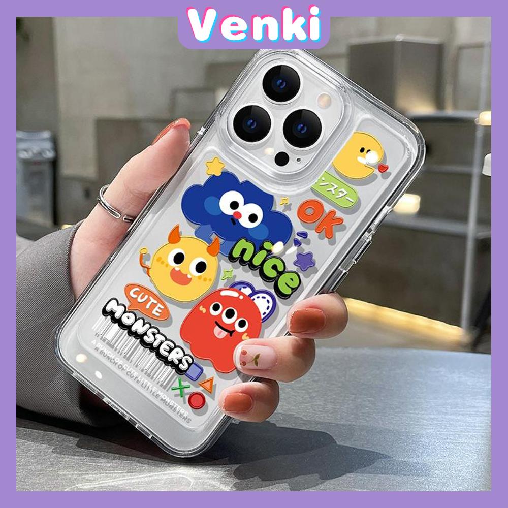 iPhone Case HD Acrylic Hard Case High Clear Metal Button Protection Camera Shockproof Cute Monster Compatible For iPhone 14 Pro Max 14 Plus 13 Pro Max 12 Pro Max 11 XR 7Plus