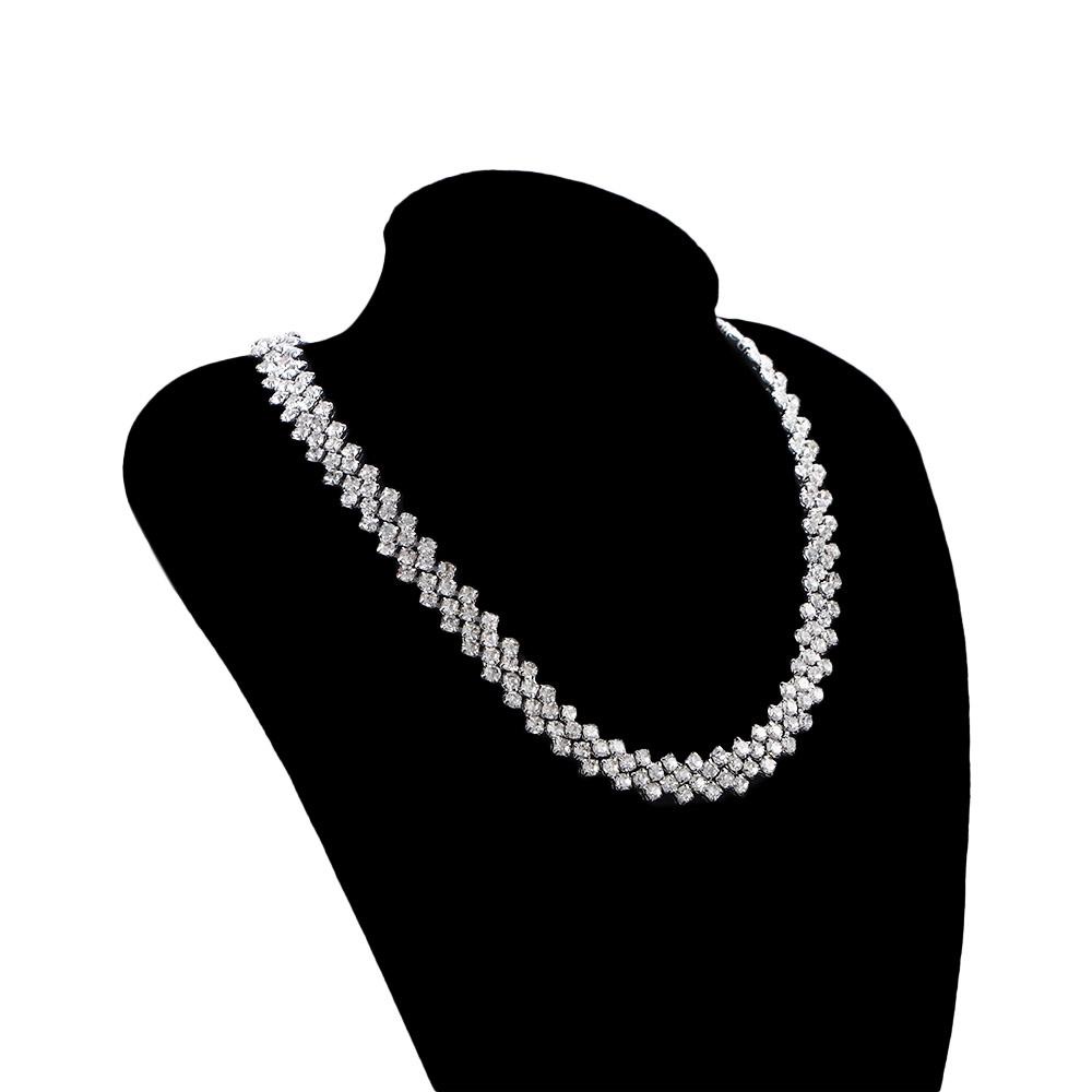 Mxbeauty Kalung Choker Berlian Imitasi Bentuk Geometris Untuk Pernikahan