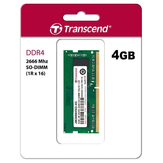 TRANSCEND SO-DIMM JETRAM DDR4 2666 4GB / 8GB [NOTEBOOK RAM]