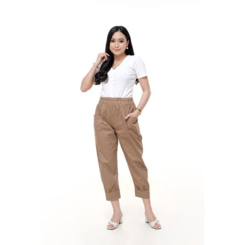 HARUKA PANTS COTTON TWILL COMBED PREMIUM - CELANA WANITA KOREA PREMIUM 7/9