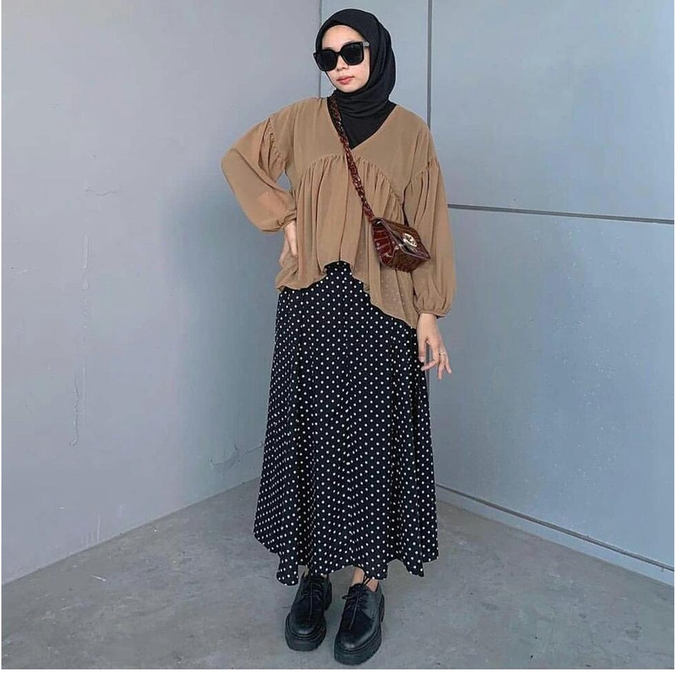 (BISA COD) FASHIONEW STEVANI TOP M L XL XXL - Outer Crop Oversize Bahan Ceruty Babydoll Vest Cardiga