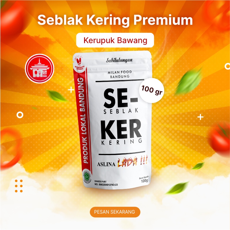 

Seblak Kering Premium Kerupuk Bawang Milan Food 100gr Cemilan Makanan Ringan Pedas Gurih Bandung