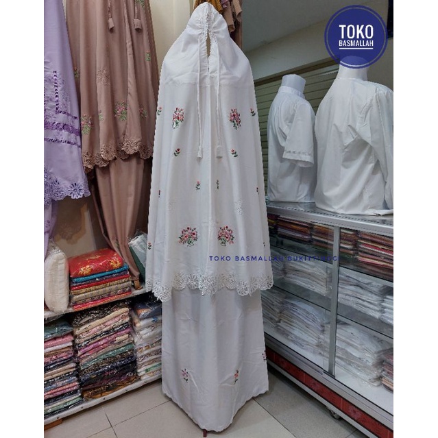 Mukena Kerancang mix Sulam Timbul Keranjang Bunga Tabur Bahan Hima Premium Khas Bukittinggi