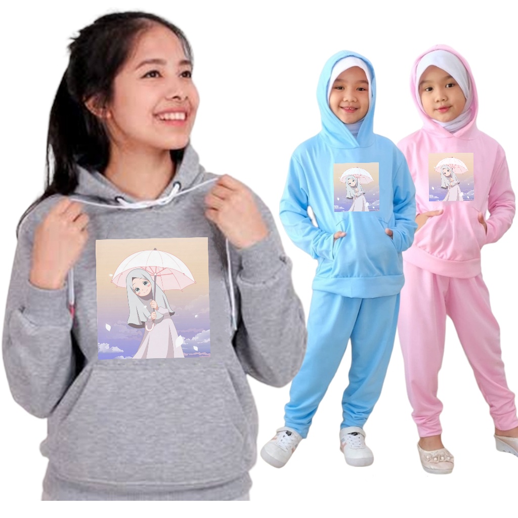 YVF - SWEATAER HOODIE SETELAN ANAK MOTIF HIJAB 12