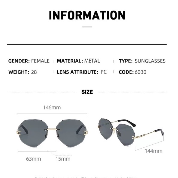 rowling(ka-262)Sunglasses  Kacamata Hitam Simetri No frame Women Sunglasses Titanium New Arrival Import Kacamata Fashion